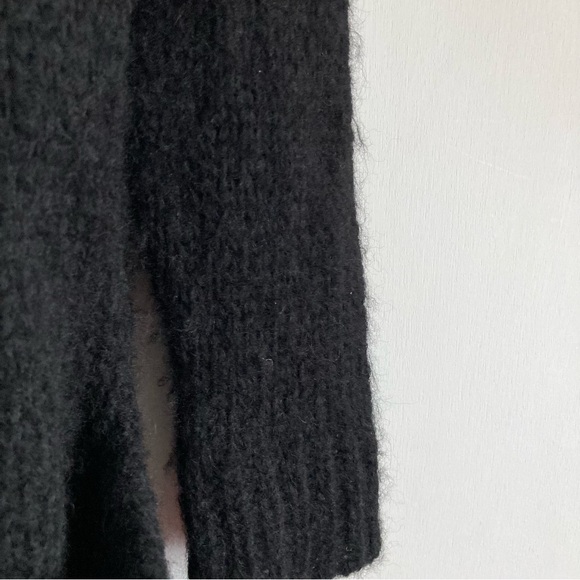 Current/Elliott Black Alpaca Blend The Long Slash Open Front Cardigan, Sz 2/M - Picture 12 of 15